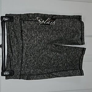 Splash Bottoms Juniors Heathered Black White Bike Shorts Side Pockets Athletic M